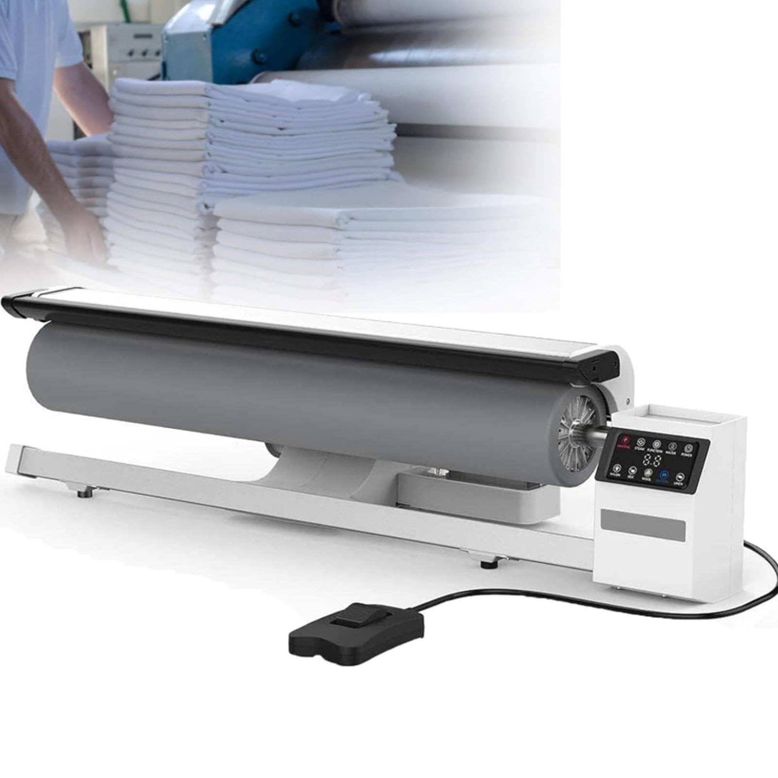 Oiyekntd Rotary Steam Press Machine with LED Touch Screen, Continuous Steam Steam Roller Ironer for Home and Commercial Use, Ideal for Bed Sheets and Pillowcases