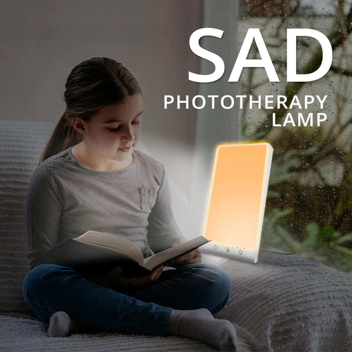 Lampe de photothérapie SAD à intensité variable pour photothérapie - Lumière d'ambiance LED - Lumière du soleil bionique - Soulevez l'humeur triste avec minuterie tactile USB