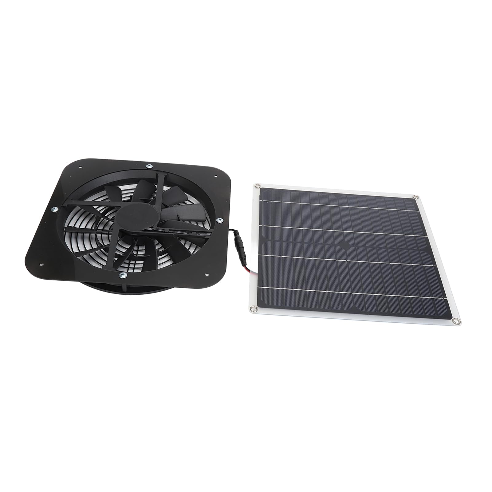 Alomejor Kit Ventola Pannello Solare Ad Alto Flusso D'aria da 100 W per Pollaio per Serra, Aspiratore Solare Antipioggia con Protezione di Sicurezza per Uso Domestico 28x28 Cm 2,4 Libbre (BLACK)