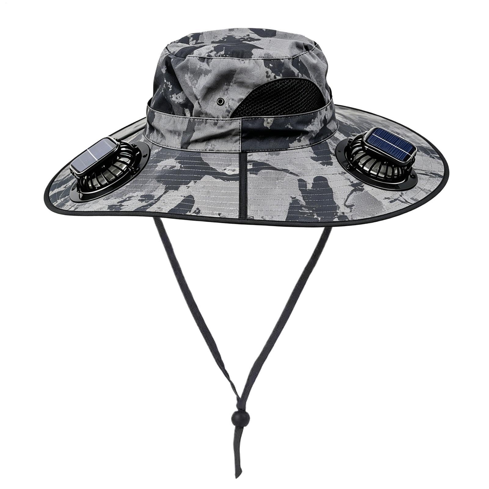 Sombrero de pesca genérico con ventiladores, cubrecabeza anti3 velocidades | Sombrero solar de ala ancha reforzada con hilo | para hombres mujeres al aire libre playa verano camping pesca senderismo