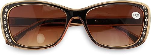 Miniatura 1 de Gafas de sol de lectura bifocales para mujer, lentes de lectura translúcidas de moda con diamantes de imitación