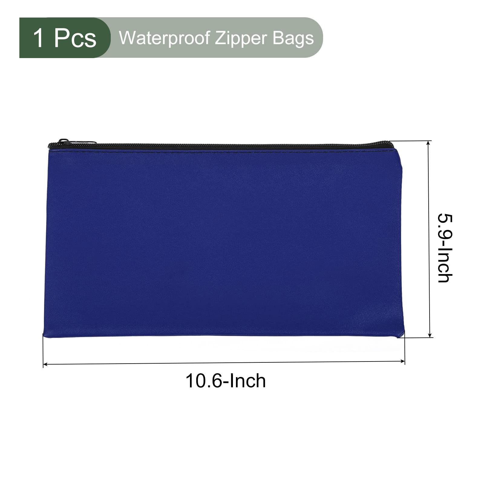 YOKIVE Waterproof Zipper Bags, Leatherette Pencil Case Deposit Cash Storage Bag Cosmetics Organizers Pouch, Great for Office(Blue) - Image 2