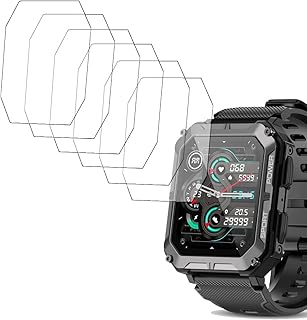 smaate Screen Protector Compatible with PUREROYI C20PR 1.83” Rugged Military Smart Watch, Soft TPU, 6-pack, Bubble Self-healing