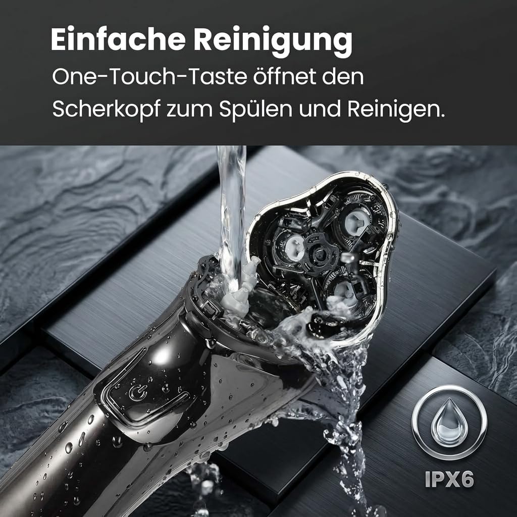 Oryzon Men's Razor V1 Pro Elektrischer Herrenrasierer, 5D Rotationsrasierer mit Popup-Trimmer und Flexiblen Scherköpfen für Präzise Bartpflege auf Reisen (Grey)