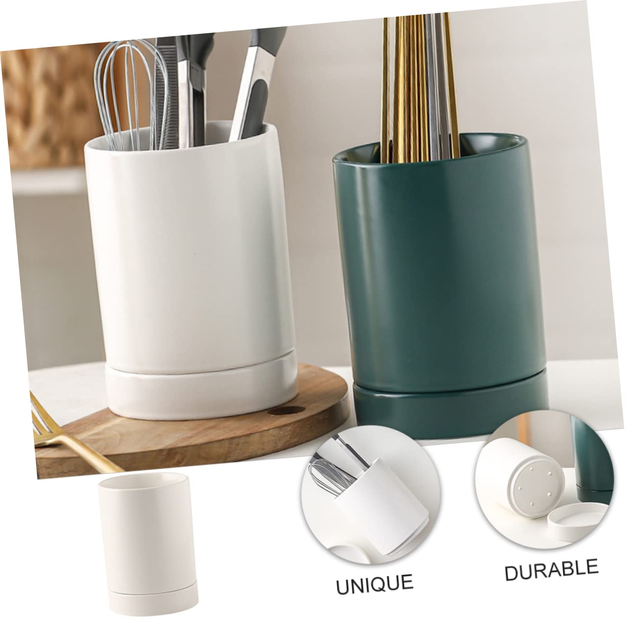 Support à Ustensiles De Cuisine Céramique Avec Base Drainante Organiseur Multifonction Pour Baguettes Fourchettes Et Cuillères Pour Cuisine Maison Et Professionnelle
