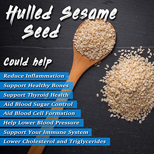 Spices Village Raw Sesame Seeds, White Seasame Seeds Bulk, Fresh Hulled Sesame Seeds for Cooking and Baking, Gourmet Natural Sesame, Kosher-Gluten Free-Non GMO Sesame, Resealable Bulk Bag