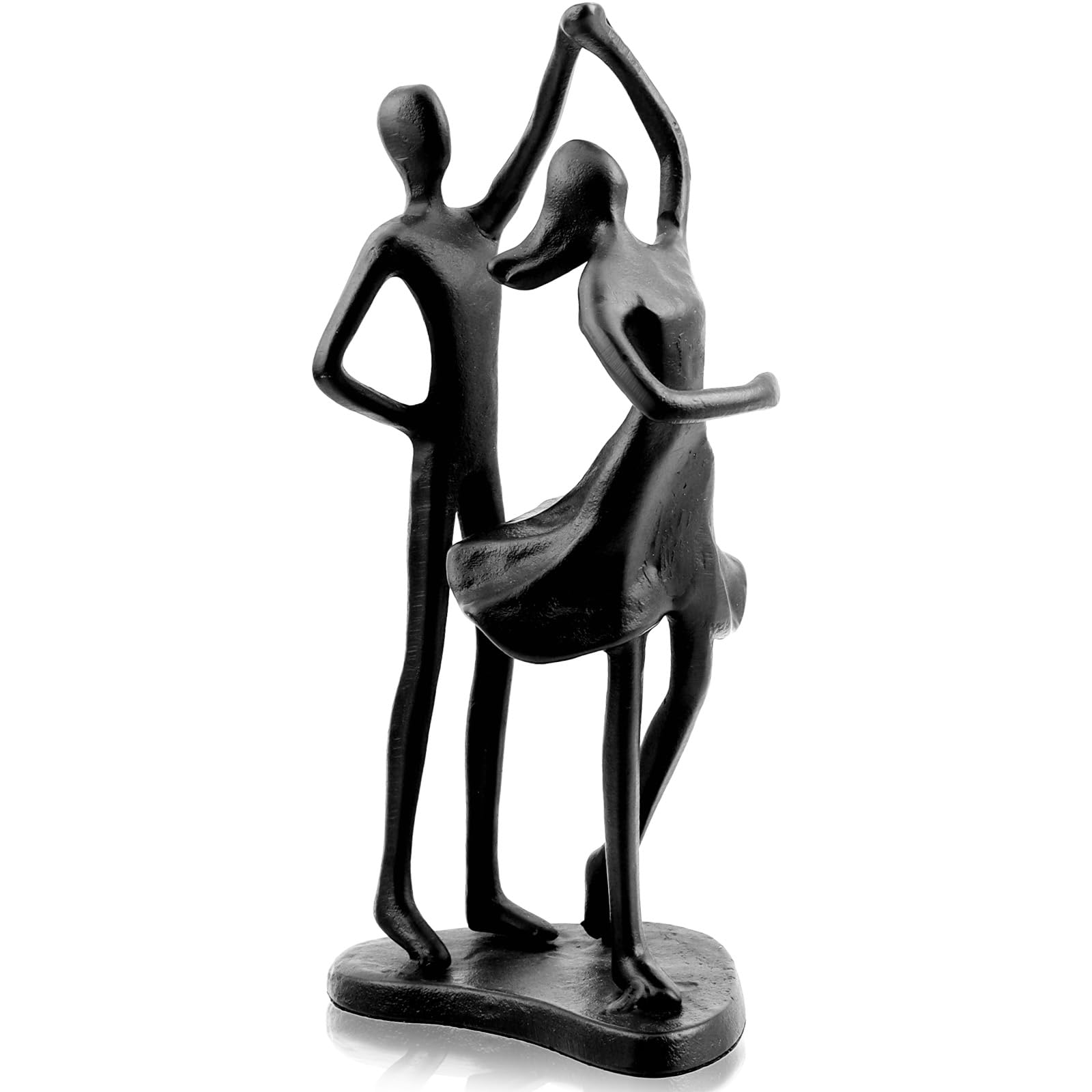 LOVIN PRODUCT 7.5 inch Cast Iron Couple Sculpture Statue, Romantic Dancing Figurine, Black Metal Abstract Art Decor, Anniversary Wedding Gift for Couples, Home Office Mantelpiece Ornament