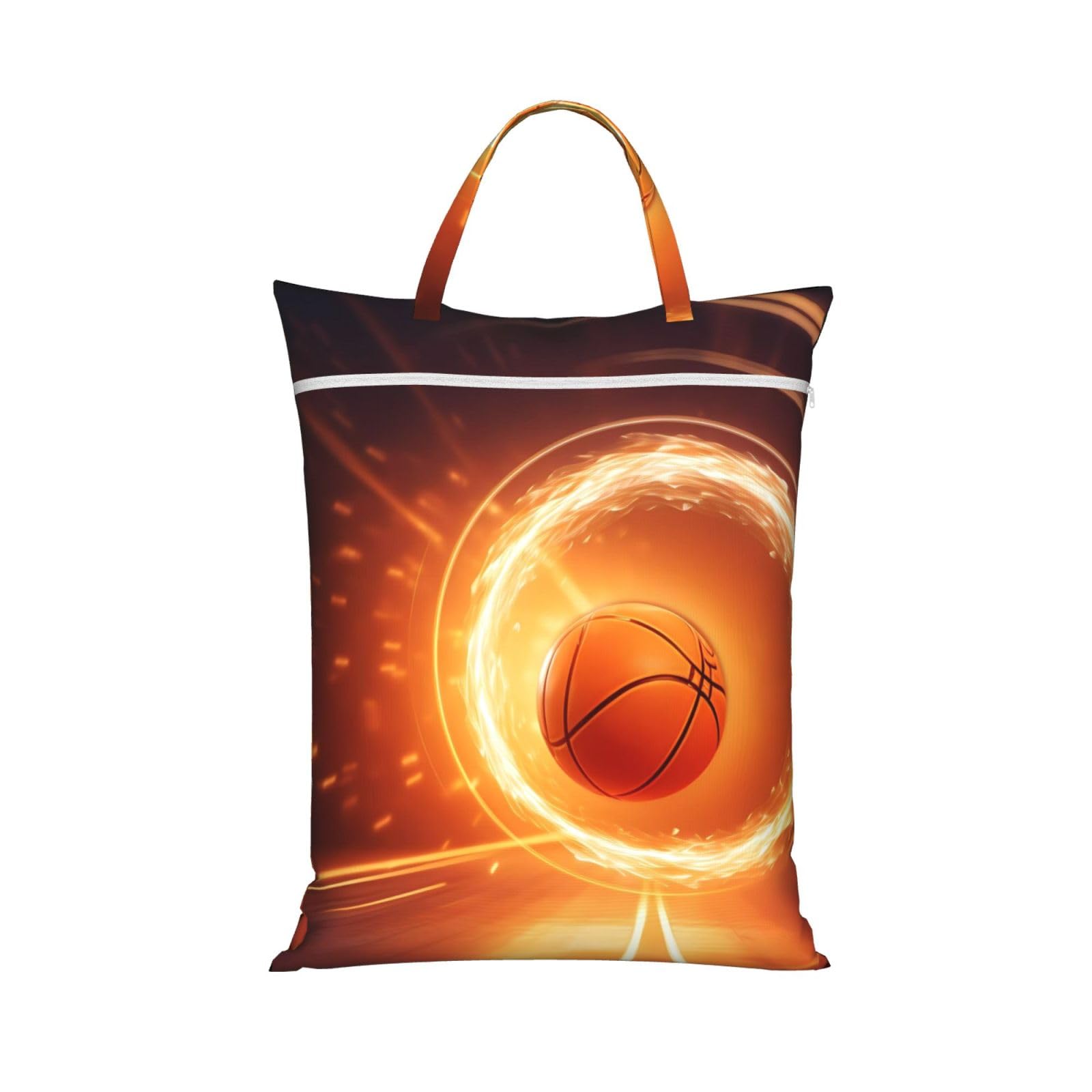 Basketball Travel Laundry Bag With Zipper Dirty Clothes Bag Water Resistant Laundry Storage Sack Portable Organizer For Travel Beach School Camping Gym
