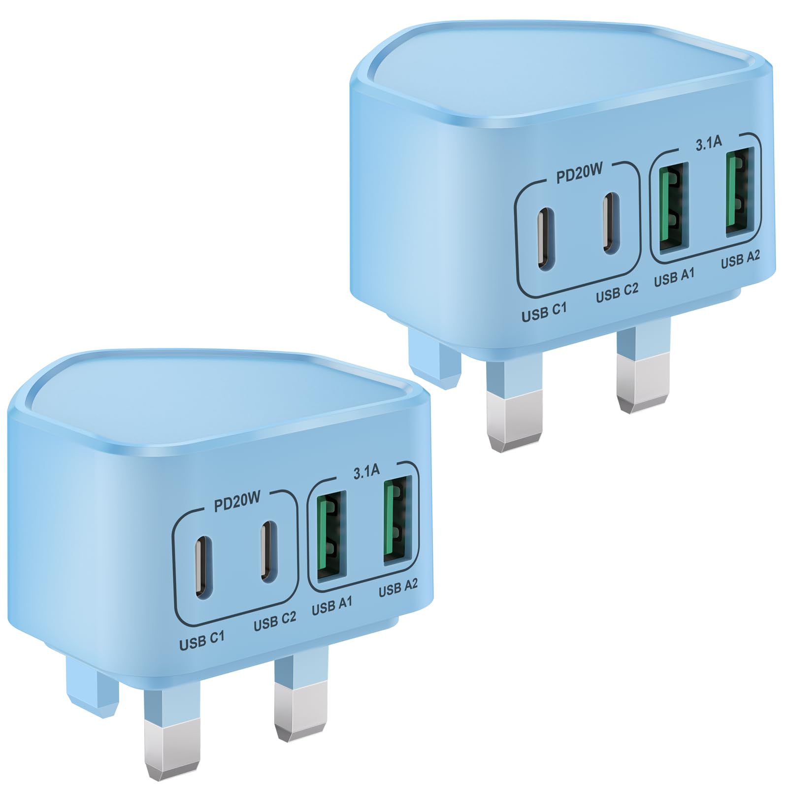 40W USB C Plug Fast Charge, UK 4-Port Multi USB Charger Plug Fast Charging Head for iPhone 16 15 14 13 12 11 Pro Max SE XS XR Plus, iPad, Samsung Galaxy,Dual Port USBC Power Adaptor Type C Wall Head — view 16