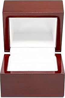 Novel Box Cherrywood Red Jewelry Box for Rings 2.25x2x1.87 Inches with White Inside - Wooden Gift Presentation Boxes for Ring - Mahogany Engagement Ring Case for Wedding & Special Occasions
