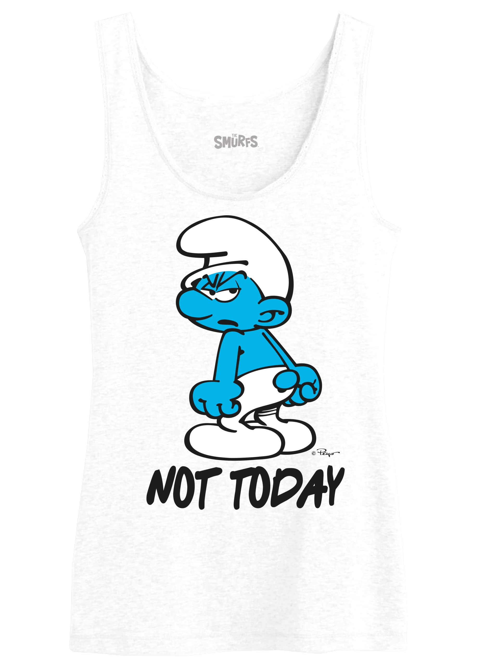 Les Schtroumpfs Not Today WOSMURFTK003 Women's Tank Top, Melange Grey, S, Melange Grey, S