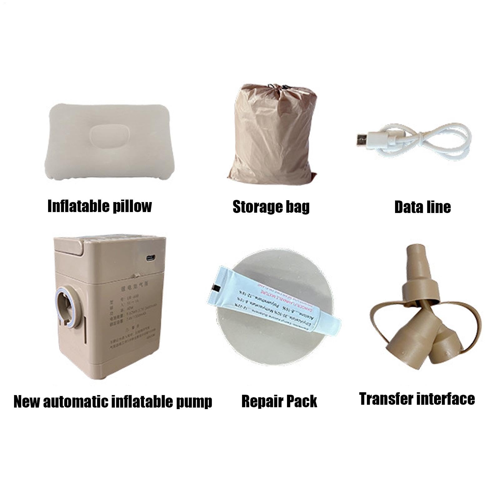 Mattress gonflable de camping, matelas aérienne de camping pour tentes,Matelas de camping épaissi le lit double de camp d'auto-inflation | Tapis de luxe avec une pompe intégrée pour l'extérieur et les