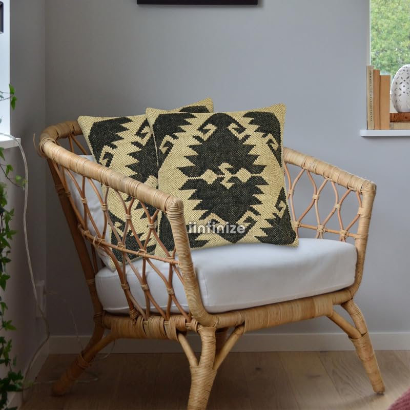 Housse de coussin Kilim en jute et laine pour rénover un canapé vintage fatigué
