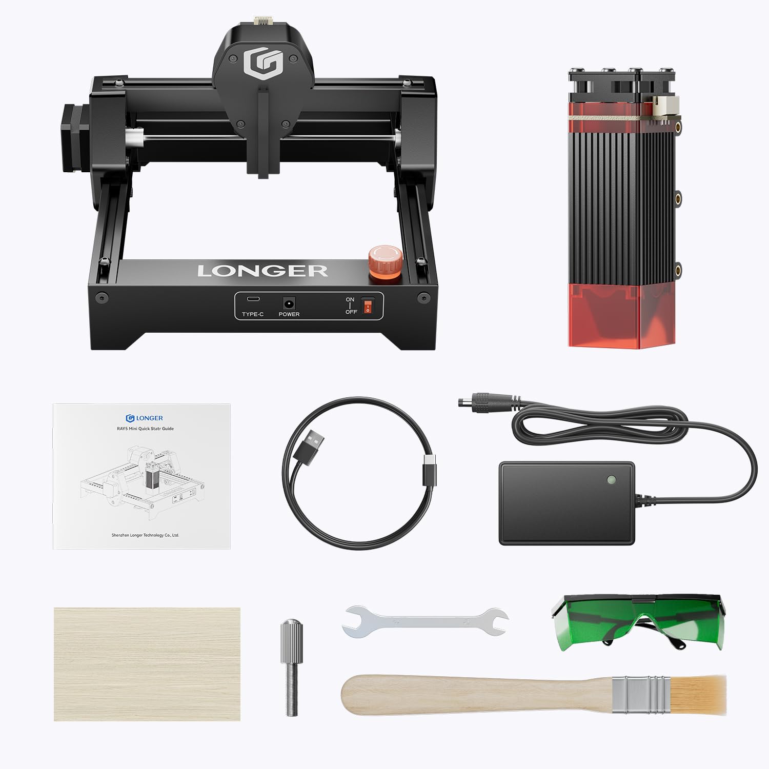 LONGER RAY5 Mini 2,5W tragbare Laser Gravur & Schneidmaschine - 12000 mm/min Schnittgeschwindigkeit - für Holz, Acryl, Leder - WiFi, Not-Aus - 130x140mm Arbeitsbereich
