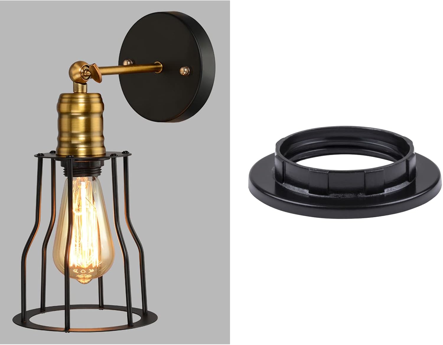 Lampshade Reducer Ring E27, Lampshade Screw Fitting Ring, Black Light