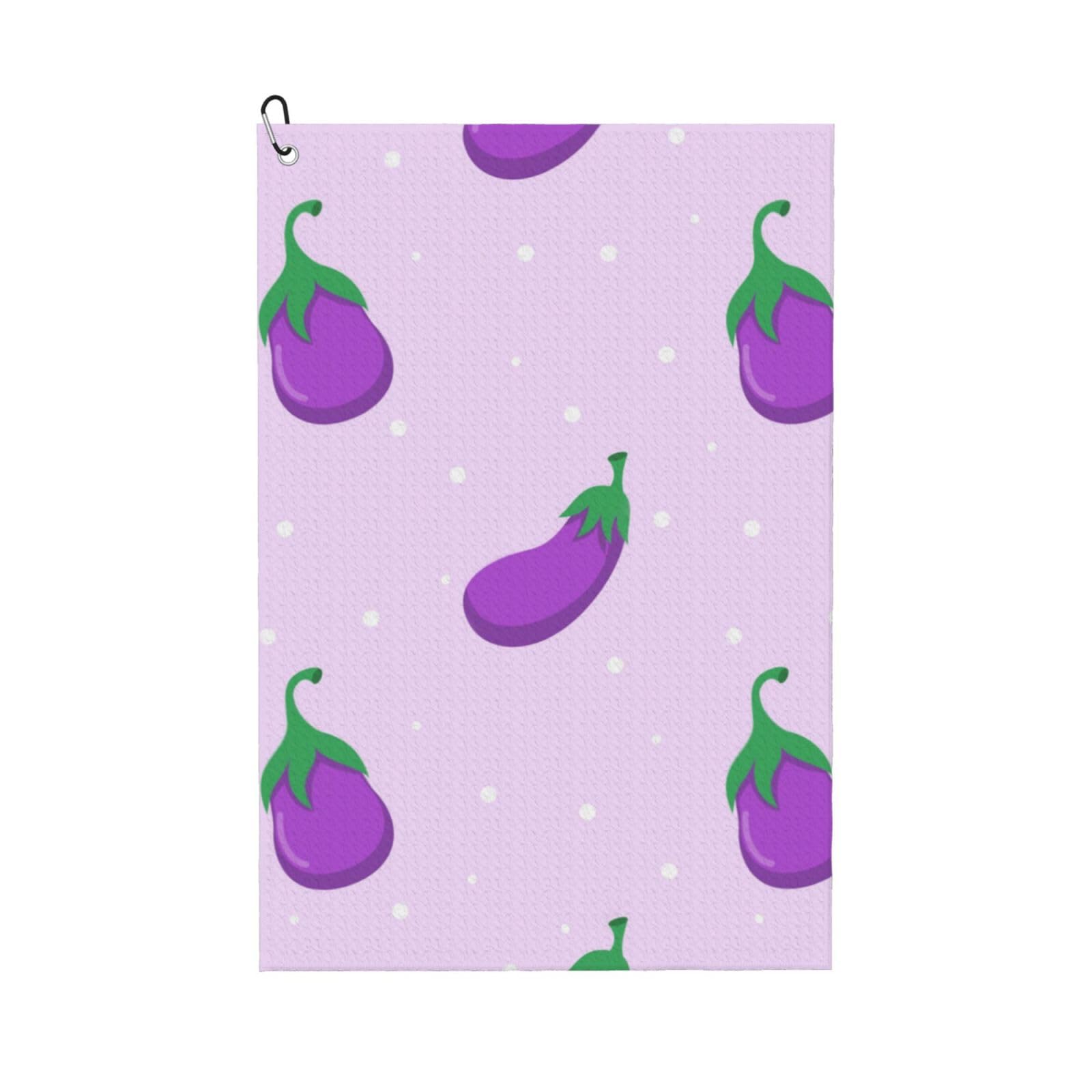 Hnnkloy Eggplant Vegetable Fruit, 16x24 in Portable Waffle Golf Towels with Carabiner Clip for Golf Bag