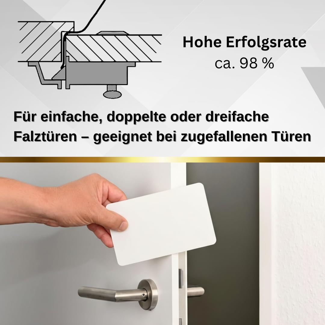 Türfallen-Öffnungskarte 0,35 mm | Öffnet jede Tür mit Falle | Plastik-Karten Tür-Schloss-Öffner | Profi-Qualität • Made in Germany • inkl. PDF-Anleitung