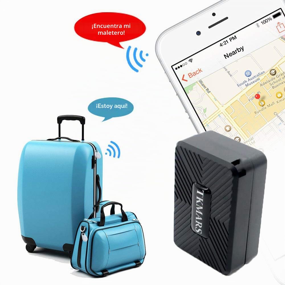 TKMARS GPS Tracker para Coche Mini - 1500mAh Batería Longa Espera, IP65 Impermeable, Antirrobo con Alarmas Múltiples y Electric - Fence, Ideal para Coches, Ancianos, Niños y Mascotas