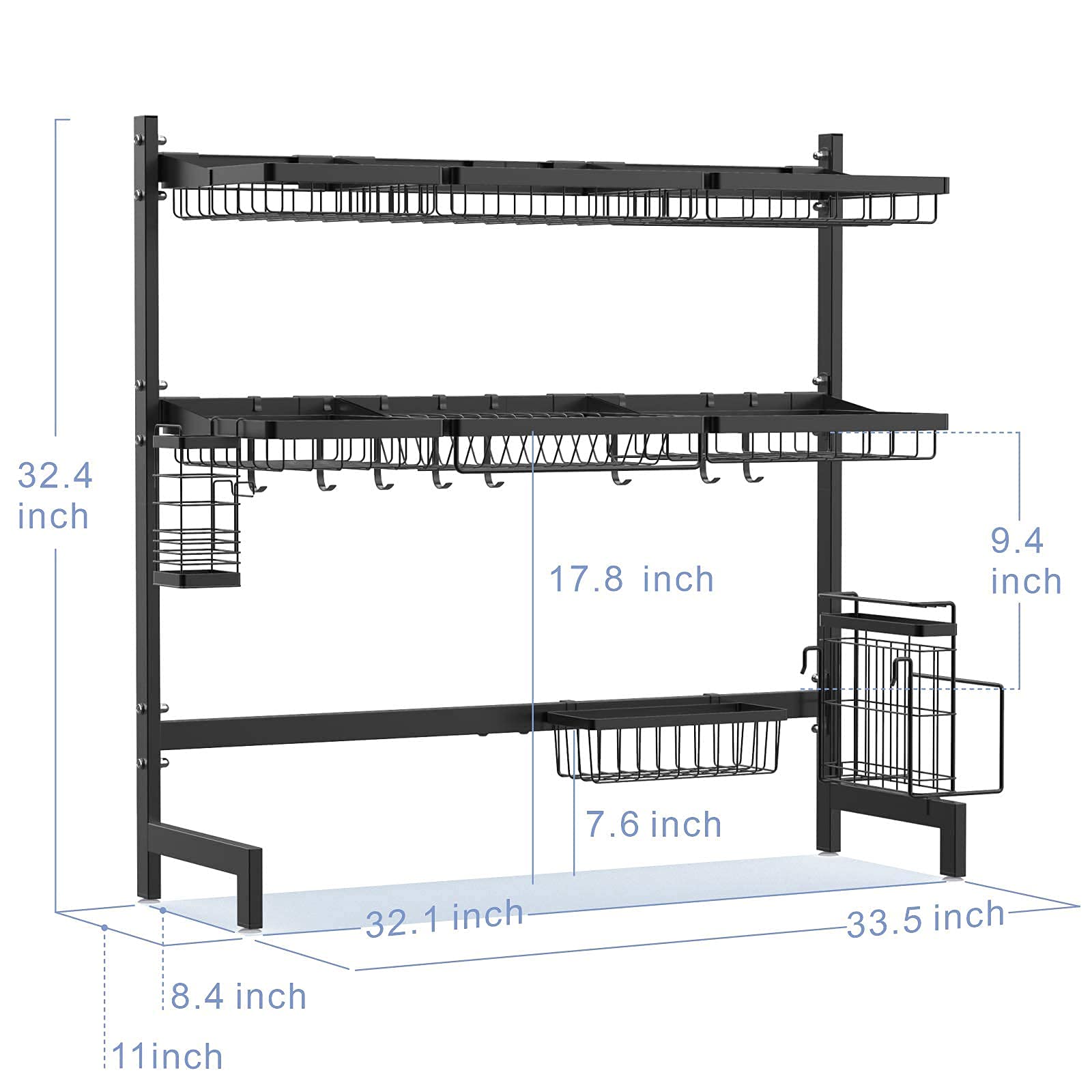 Over Sink Dish Drying Rack, Loyalfire 2 Tier Full Stainless Steel Large