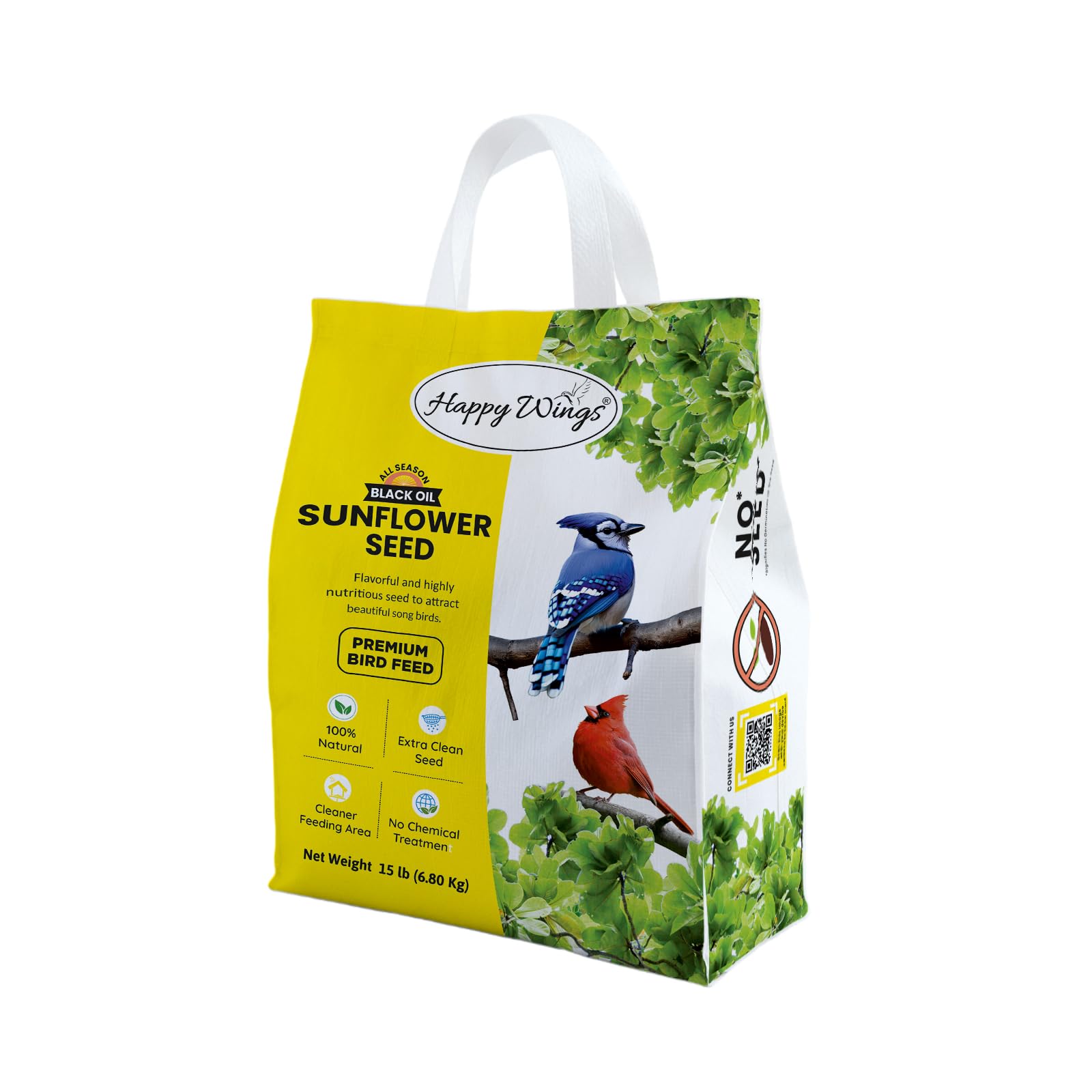 Moptrek lack Oil Sunflower Seeds Wild Bird Food- 15 Pounds | No Grow Seed | Bird Seed for Wild Birds