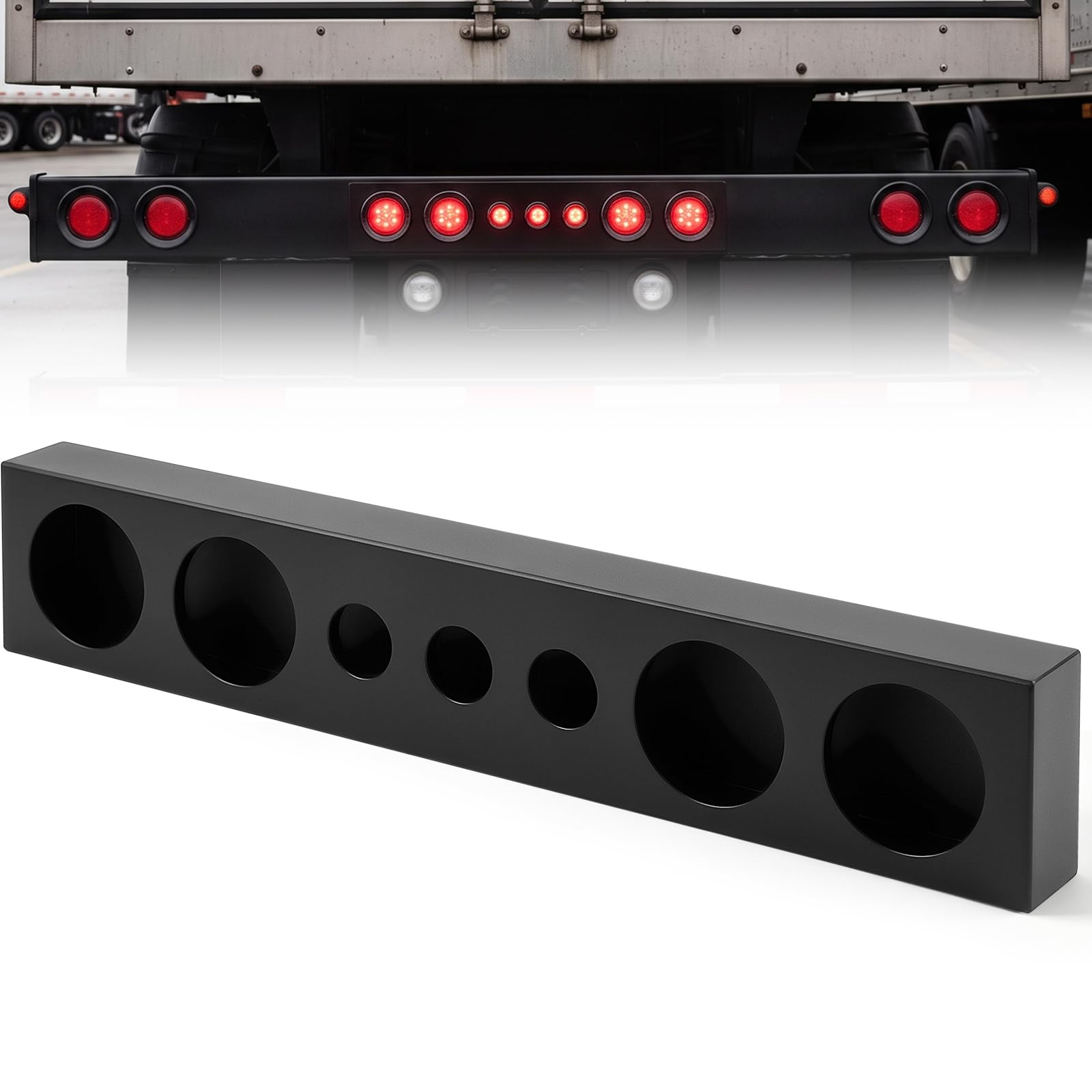 Outus Heavy Duty Steel 7-Round Trailer Light Box Housing for Semi Trucks