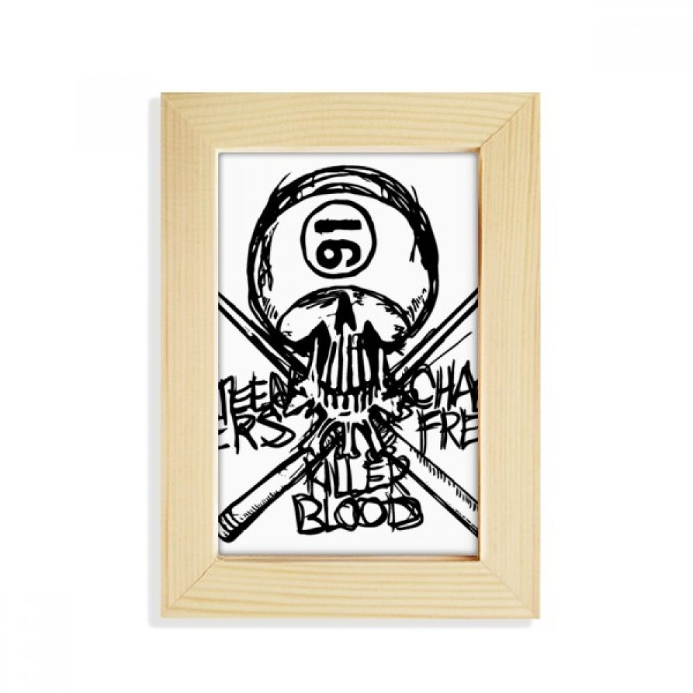 Marco de foto 5x7 de madera Ninja Negro con soporte estable para escritorio y lámina de arte