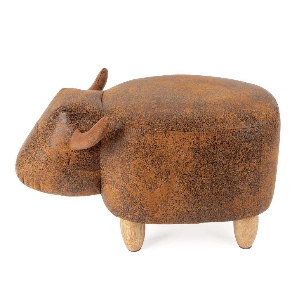 Balvi Taburete La Vache Color marrón con Forma de Vaca Patas de Madera Polipiel/Madera