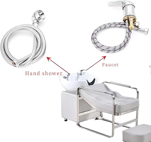 Miniatura 6 de Juego de grifo de fregadero para cuenco de champú de salón, kit de grifo y rociador de champú, con manguera y aspersor elevador, para cuenco de cama