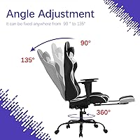 Vista 4 de Silla ergonómica para videojuegos, estilo de carreras, silla de oficina ajustable con respaldo alto, para oficina en casa, con reposapiés