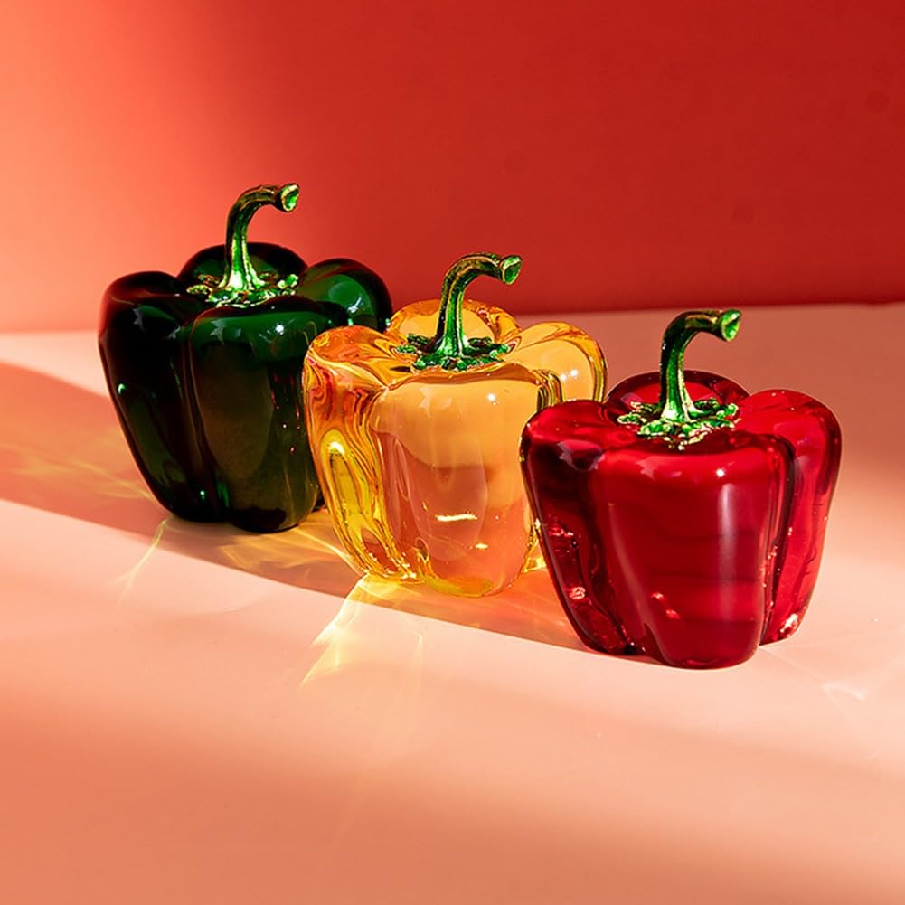 JoyousMall for crystal Ornament, Simulated Green Red Pepper for Decorative Home, Realistic Display for Living Room Bedroom Photography Prop