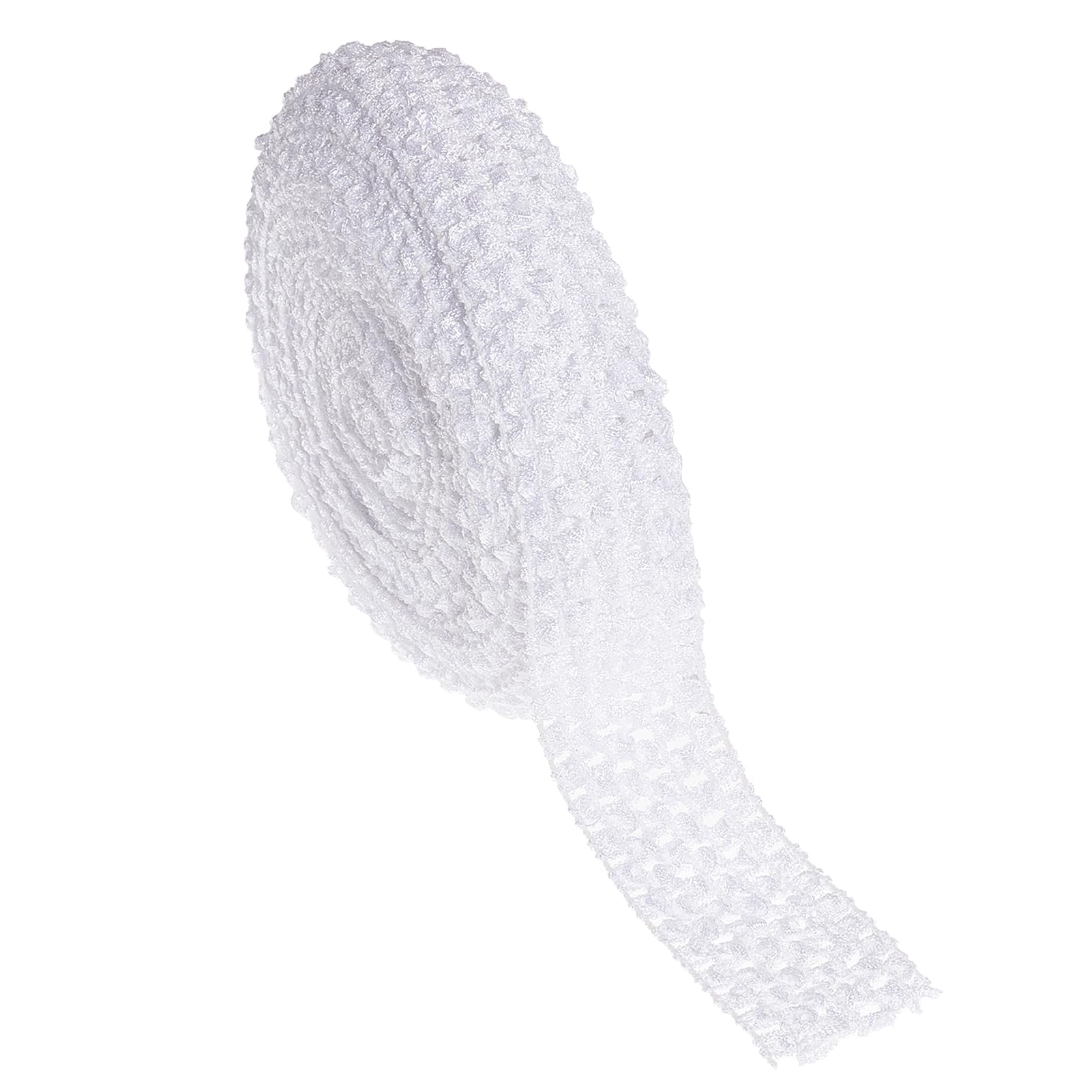 letsinstyle 10 Yard 1.57" Wide Elastic Crochet Headband Ribbon, White Fold Over Stretch Silk Trim, Retro Sewing Knit Trim for Hair Accessories Tube Top