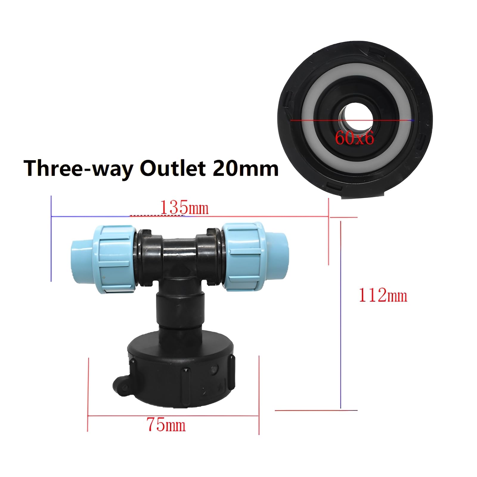 MiJunHD IBC Water Tank Pipe Three-way Outlet 20mm Joints Garden Water Connectors Tank Adapter For Tank Elbow Outlet Watering Irrigation Adapter Tool - Image 2