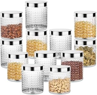 Attro Sky Hector Celebration 12 Pcs Storage Pet Container Gift Set for Kitchen, 400mlx12, Silver