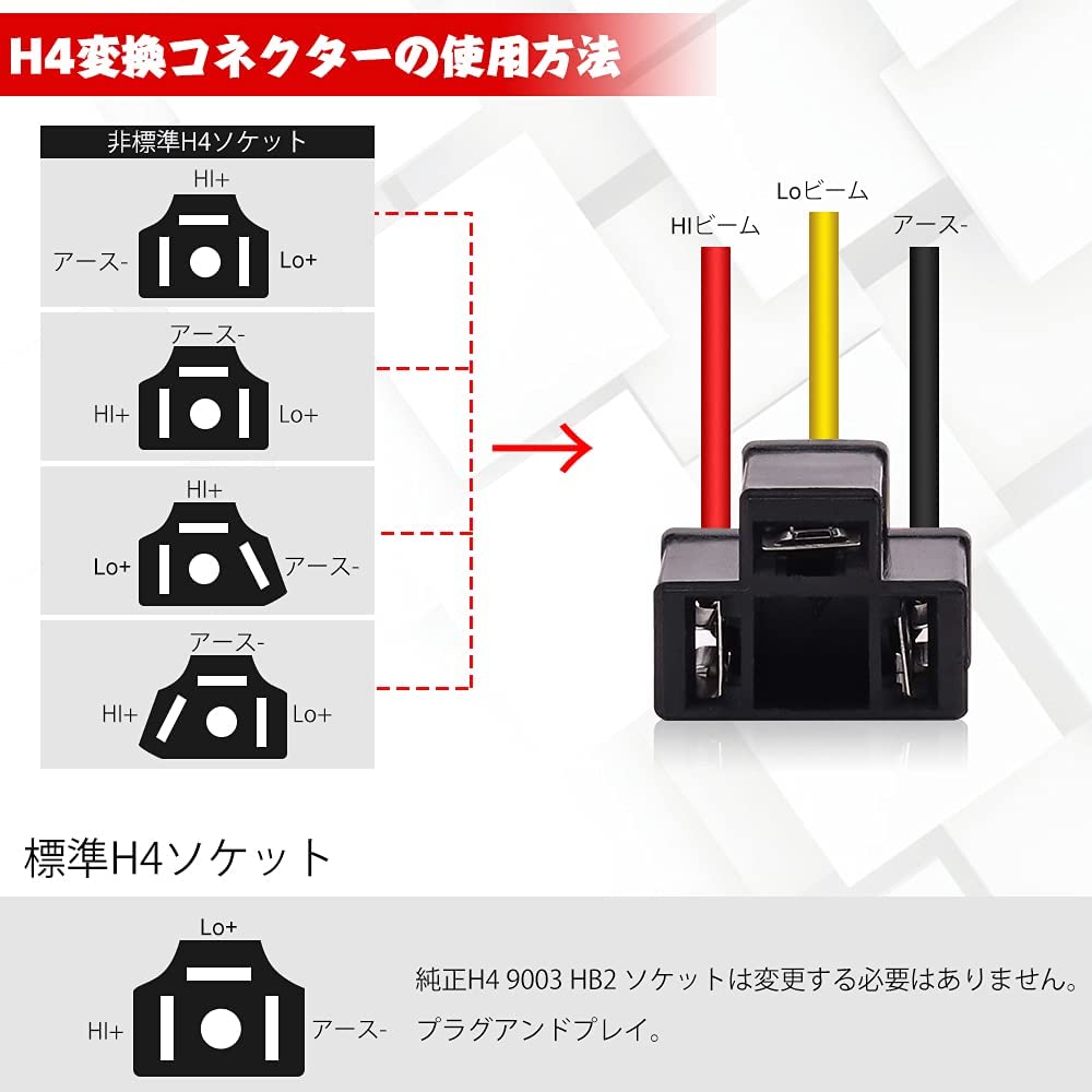 Amazon.co.jp: H4 9003 HB2 ワイヤー ライトソケット ヘッドライト