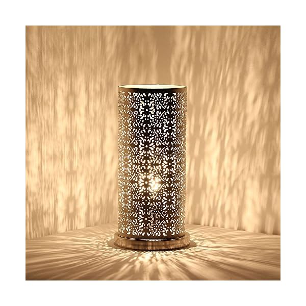 albena shop orientalische Tischlampe LAKIA Ø15cm x 30 cm Metall silber/innen silber lackiert. Zauberhafte Lichteffekte… – Bild 3