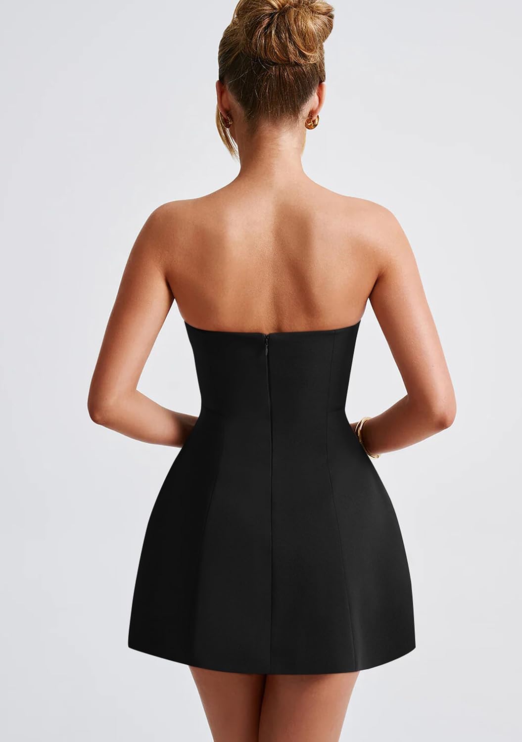 YMDUCH Womens Sexy Strapless Tube A-line Mini Dress Club Party Short Prom Dress - Image 2