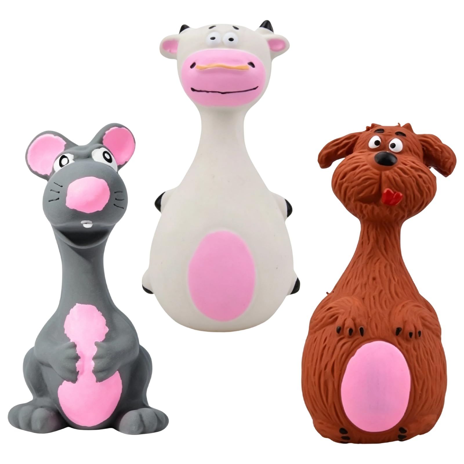 3 PCS Dog Toys, Latex Dog Toy Set, Small Dog Toys, Interactive Play, Anxiety Relief, Portable Design, Animal Shapes, for Puppy Small Medium Dogs Teeth Cleaning Toy Vibrating Relief Accessory, 13*7cm