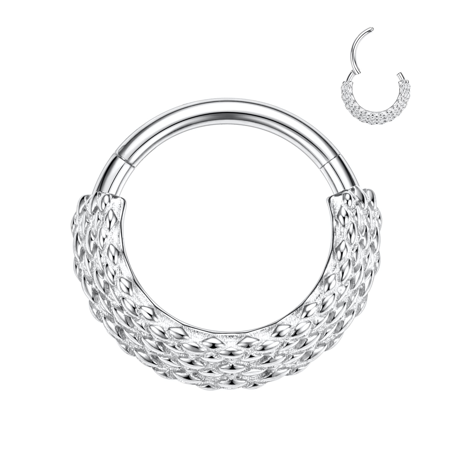 hengkaixuan 16G Septum Nose Rings Hoop Daith Earrings Surgical Steel Septum Clicker Ring Hirned Segment Seamless Clicker Ring Conch Hoop Ring Unisex Earrings Hoop Daith Piercing Jewellery — view 10