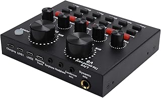 Bewinner V8 Live Sound Card,112 Kinds of Electroacoustics Voice Changer for Mobile Phone Computer Headset, 18 Kinds Sound Effects,6 Kinds of Effect Modes,Home Karaoke Sound Card