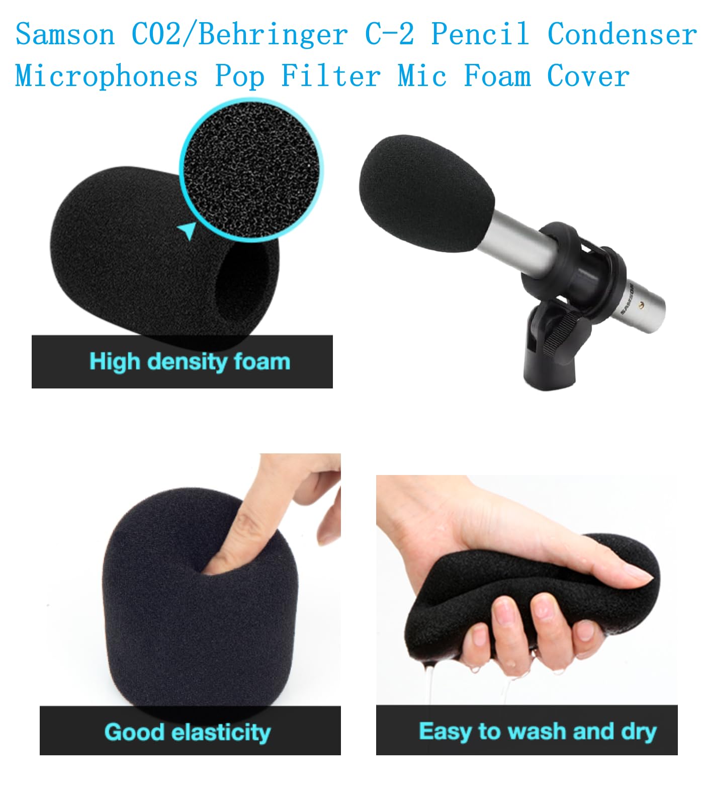 ZHHSUNY 2pcs Mic Foam Cover, Compatible with Samson C02 Behringer C-2 Pencil Condenser Microphone - Image 4