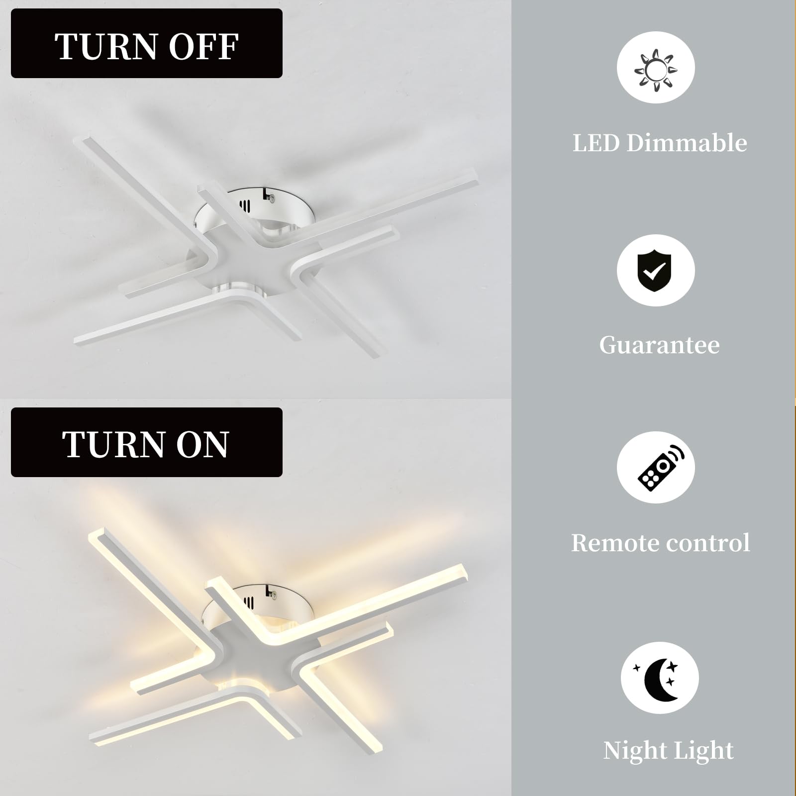 Plafón LED Moderno Regulable, Lámpara De Techo Inteligente Con APP Y Control Remoto, Temperatura De Color Ajustable 3000K-6500K, Diseño Moderno Para Salón Dormitorio Cocina-White