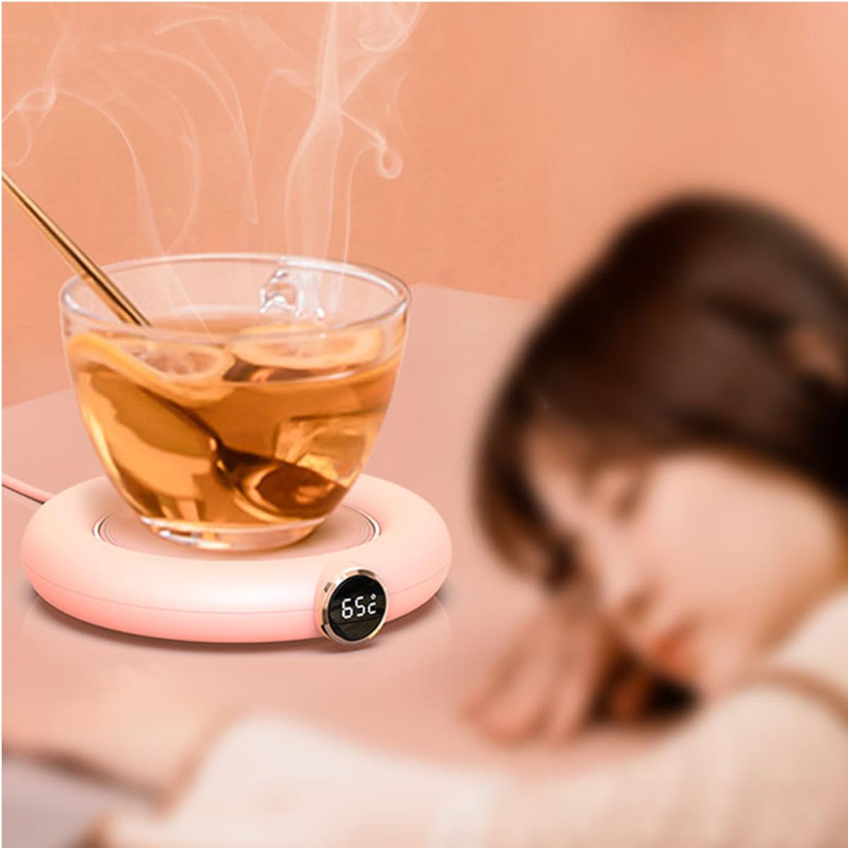 USB Charging Coffee Mug Warmer Level Temperature Control Electric Beverage Cup Warmer Coaster for Desk Portable Heat Insulation Pad Suitable for Coffee Tea Milk Water in Cups