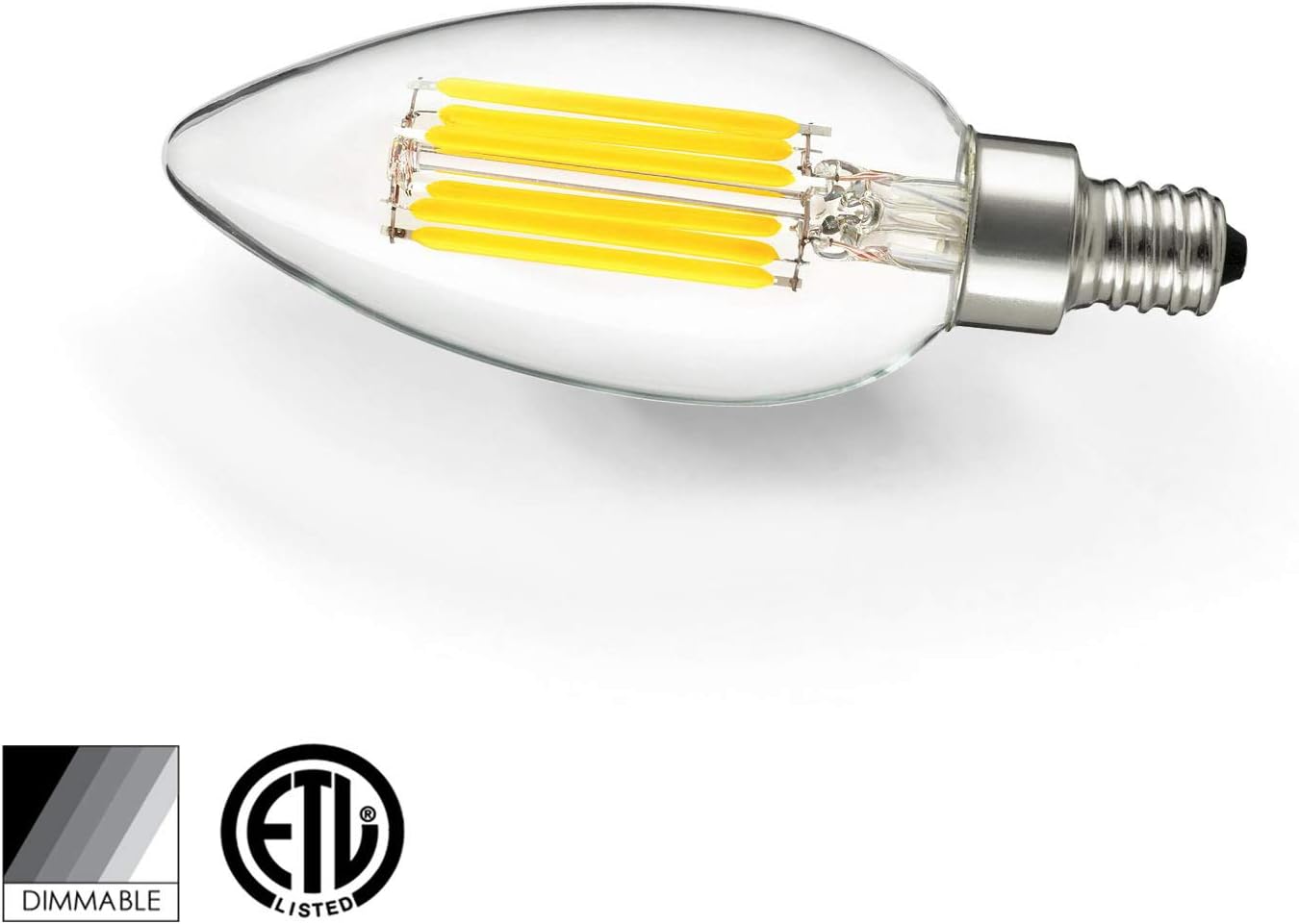 LED Filament Chandelier Torpedo Tip Bulb 27K - 1 Pack