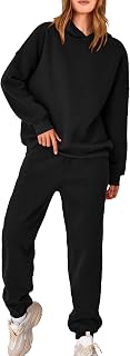 Women 2 Piece Sweatsuits Long Sleeve Hooded Pullover Jogger Pants Fall Winter Casual Loose Lounge Sets Tracksuit