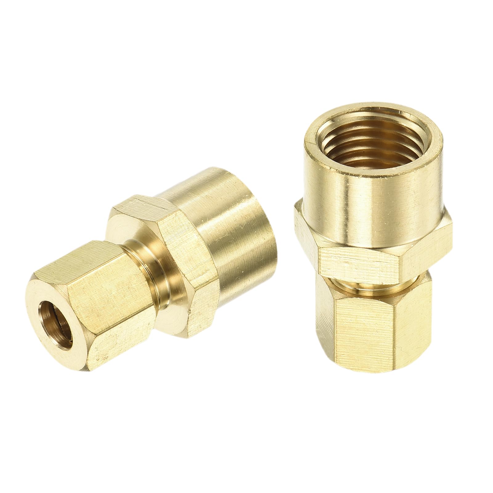 Straight Thread Compression 5 Pack Brass Fittings 2Pcs Brass Compression Tube Fitting, 10mm Tube OD ...