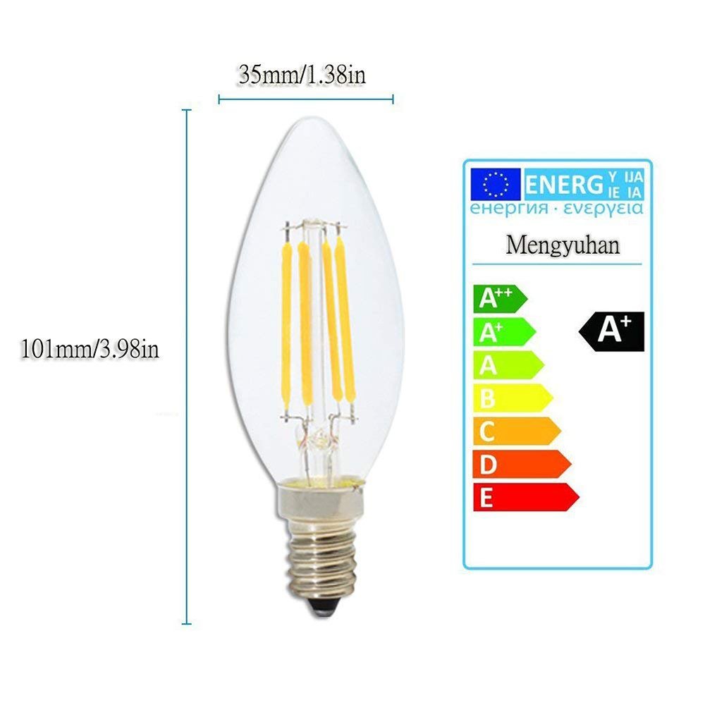 Żarówki ledowe Żarówki LED 4W w kształcie świecy Ciepła biel 2700K 400 lm E14 Podstawa świecznika C35 Przezroczysty kształt torpedy 40W Odpowiednik 10 sztuk