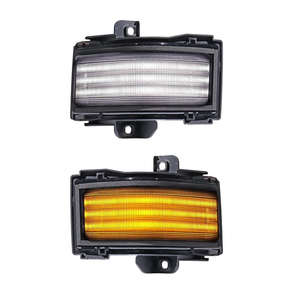 Astra Depot USA 2Pcs Switchback White & Dynamic Amber LED Side Mirror Marker Light Turn Signal Direction Indicator lamp Compatible For Ford F150 F250 F350 F450 F550 2015-2022, Smoke Lens