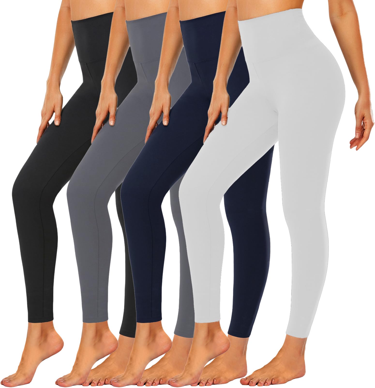 CTHH 4 Pack Leggings for Women Tummy Control-High Waisted Non See Through Black Soft Workout Yoga Pants