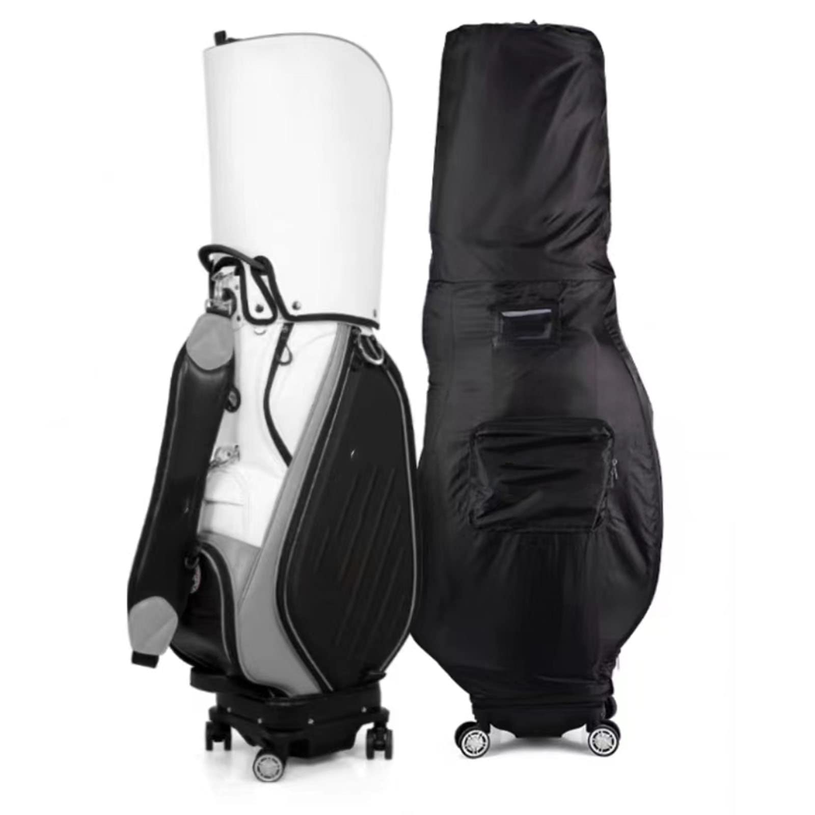 1 szt. Torba golfowa, torba golfowa z kółkami, wysuwana torba na wózek golfowy z przegrodą, łatwa do przenoszenia, unisex (Black)