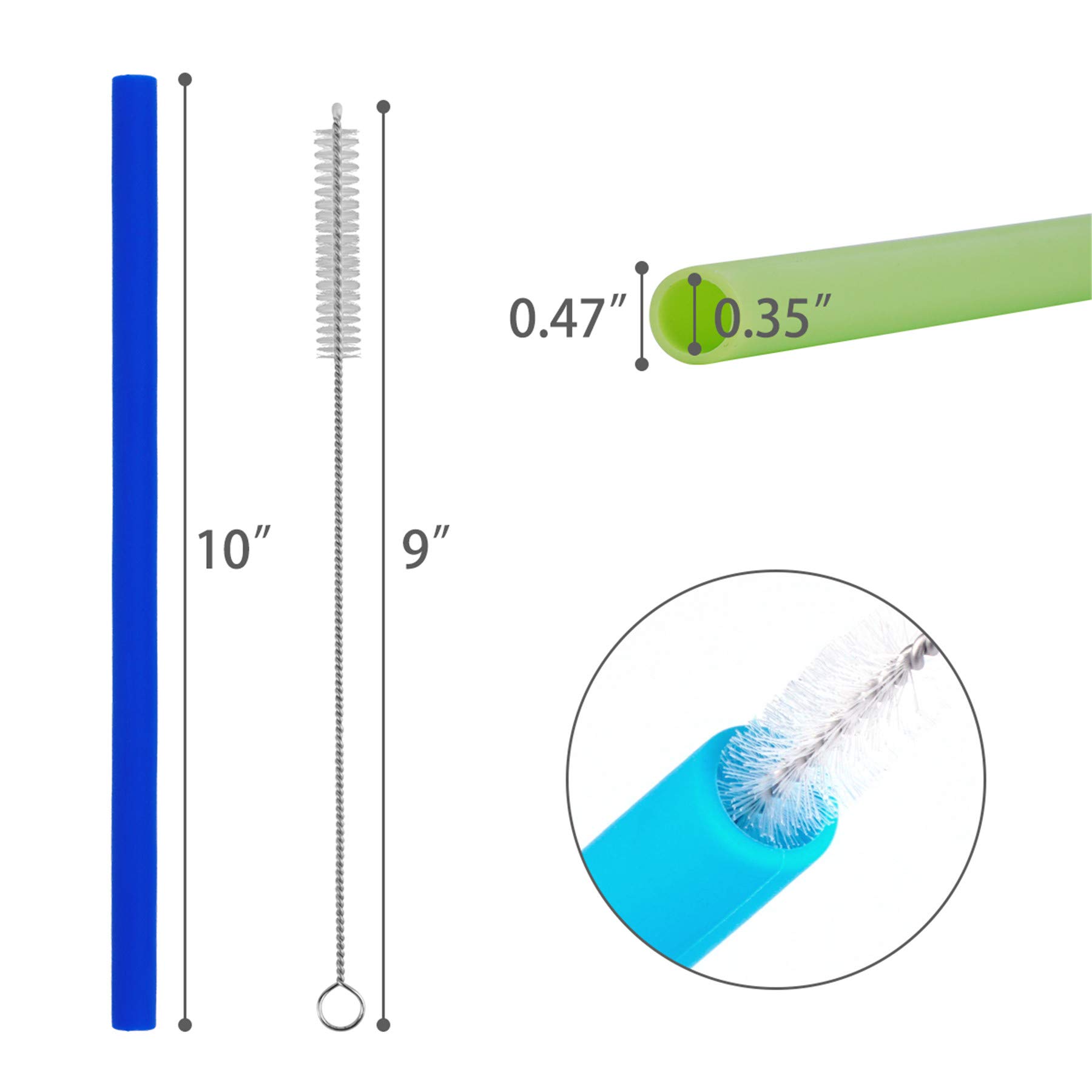 tifanso Wiederverwendbare Silikon-Trinkhalme mit Reinigungsbürsten, 25,4 cm, flexibel, extra breit, groß, ideal für 850 ml und 567 ml Trinkgläser Yeti/Rtic und Milchshakes, 14 Stück